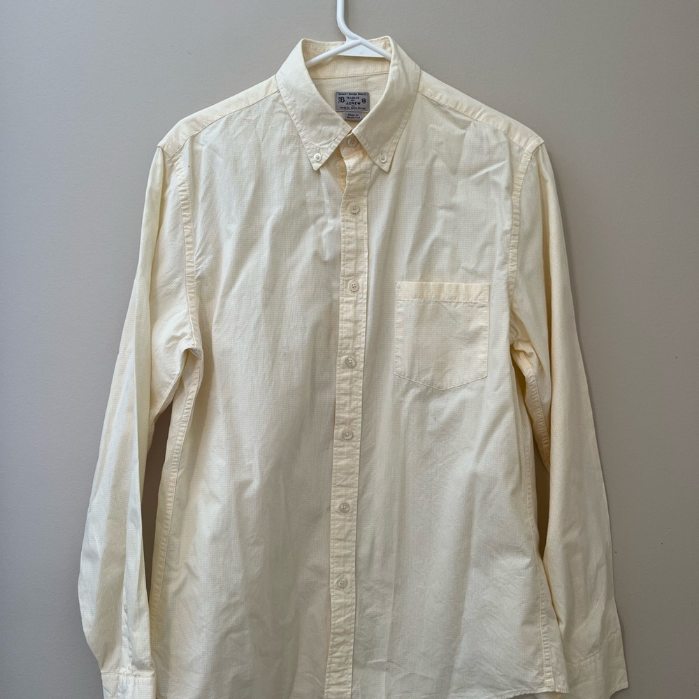 J. Crew Men's Light Yellow Micro-Check Button-Down Shirt